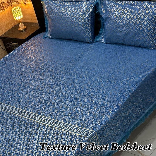 Luxury Texture Velvet Bedsheet – 3 Piece Soft & Premium Bedding Set