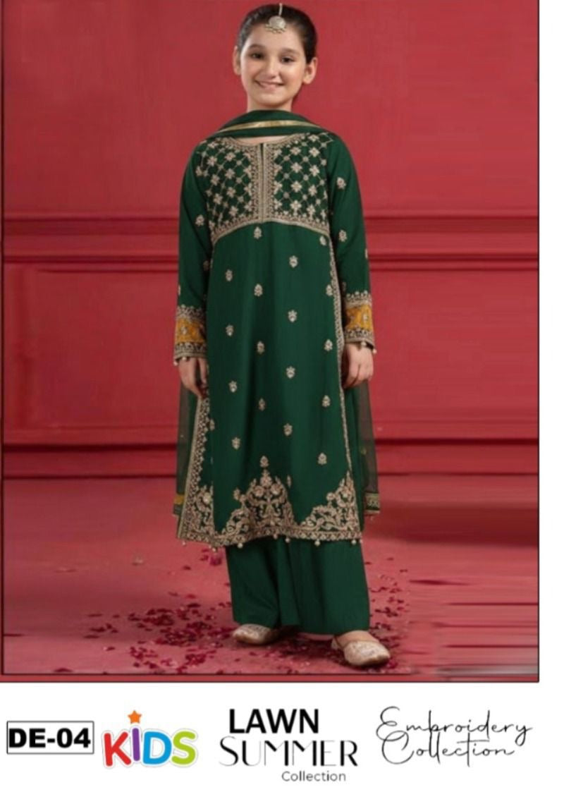 ) Girls Embroidered Summer Suit | Lightweight & Comfortable | Age 4–12 Years