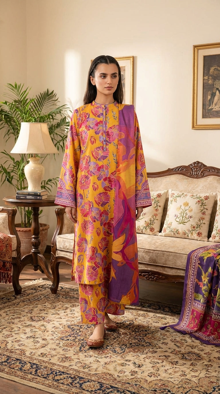 Gul Ahmed brand  Ladies 3 Piece Lawn Suit – Unstitched – Summer Collection