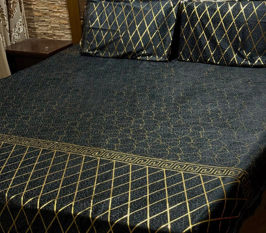 Luxury Texture Velvet Bedsheet – 3 Piece Soft & Premium Bedding Set